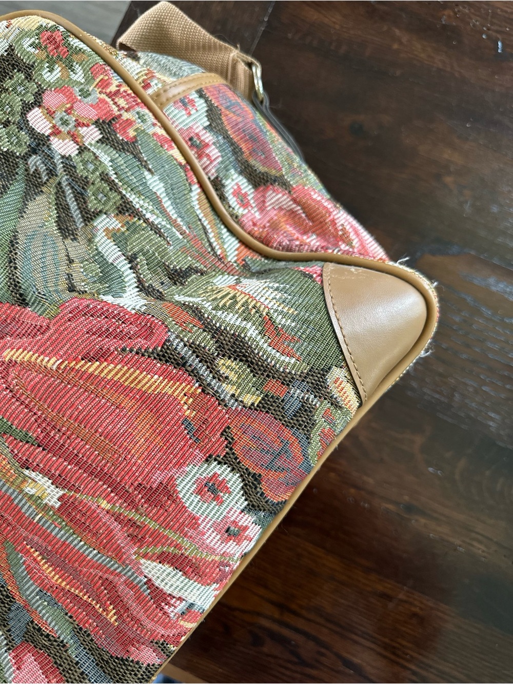 Vintage Adolfo Floral Tapestry Travel Duffel Bag - Picture 9 of 12